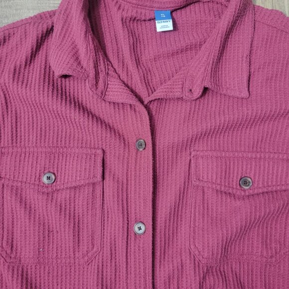 Waffle textured XL red longsleeve lounge shirt - very soft - By Old Navy - Picture 2 of 6